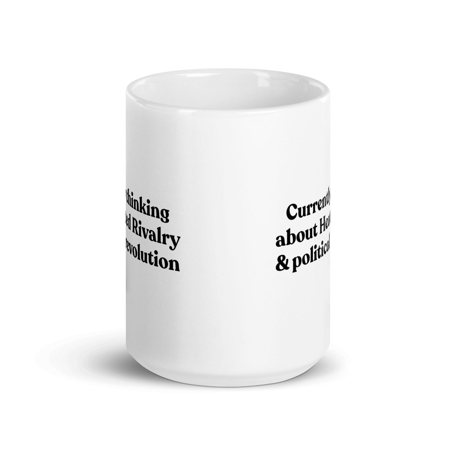 Currently thinking about Heated Rivalry or political revolution Mug - Polychrome Goods