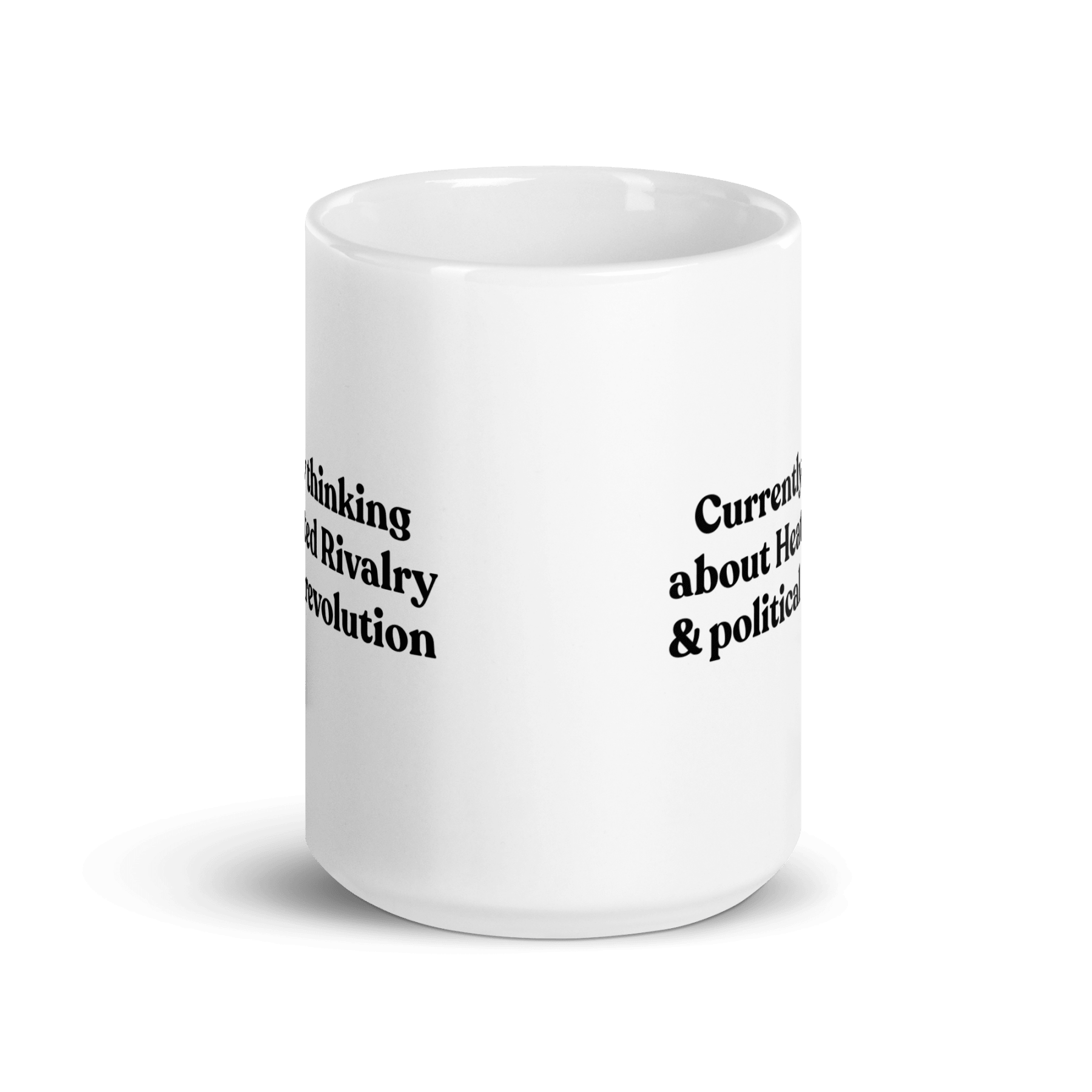 Currently thinking about Heated Rivalry or political revolution Mug - Polychrome Goods