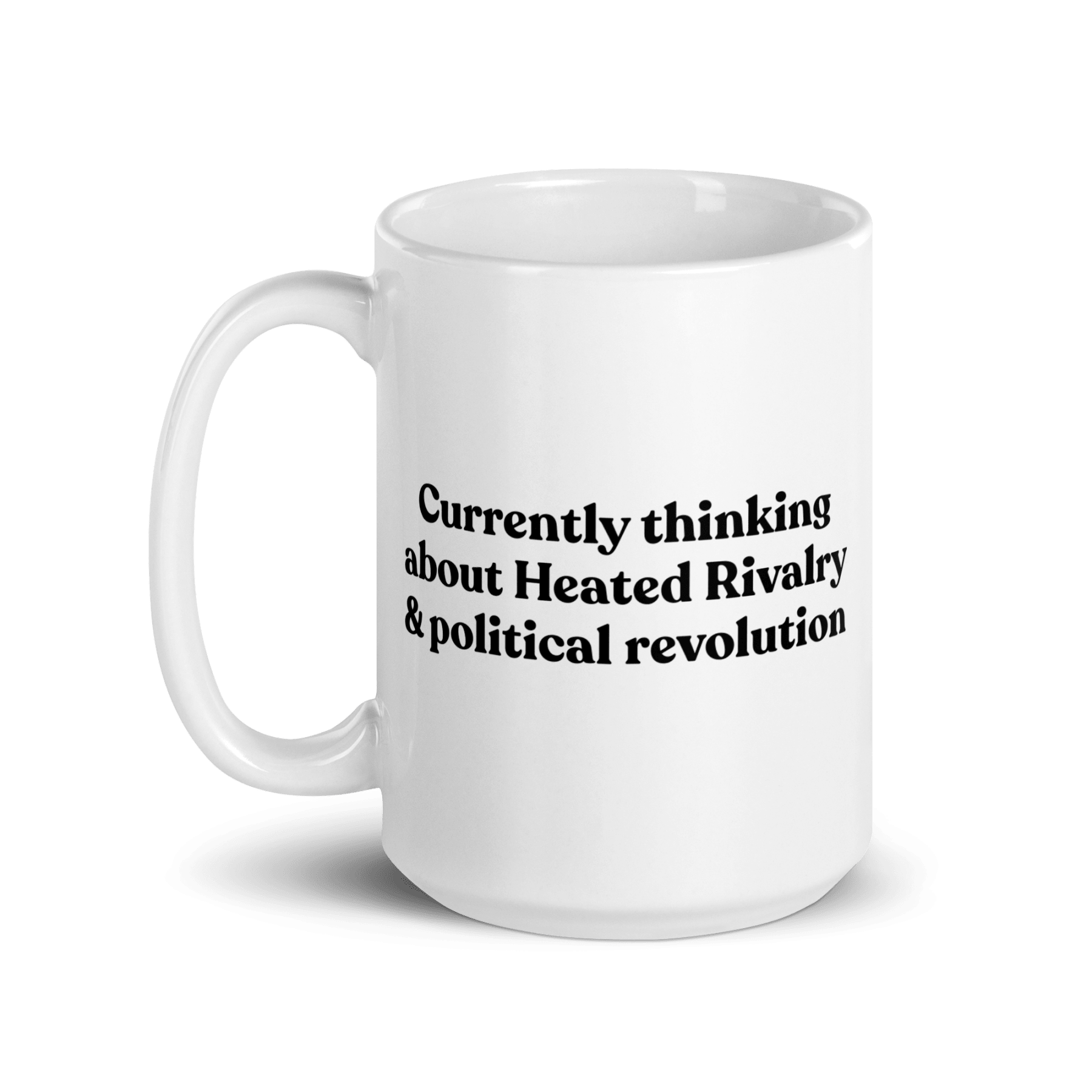 Currently thinking about Heated Rivalry or political revolution Mug - Polychrome Goods
