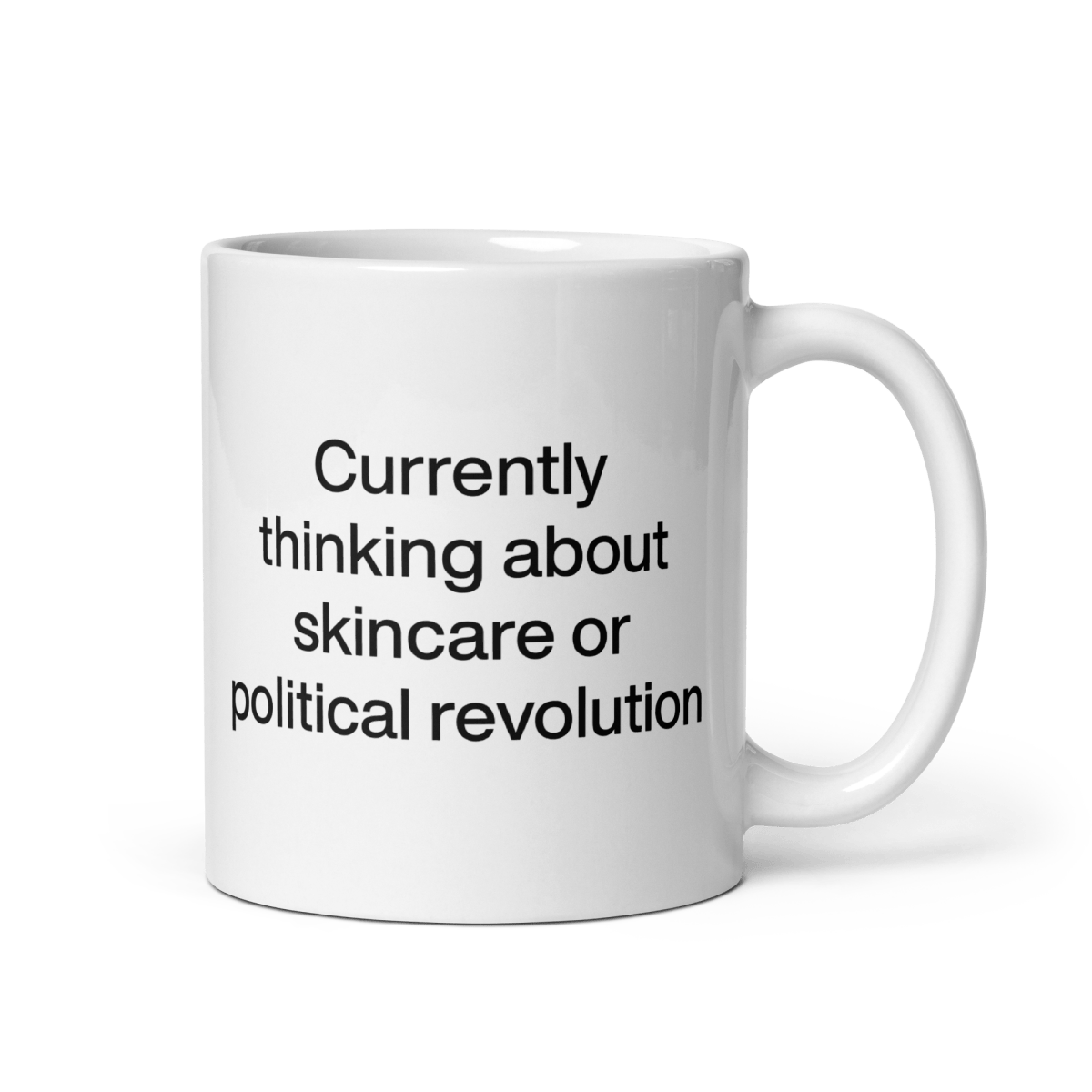 Currently thinking about skincare or political revolution Mug - Polychrome Goods 🍊
