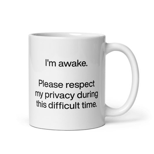 I'm awake. Please respect my privacy during this difficult time. Mug - Polychrome Goods